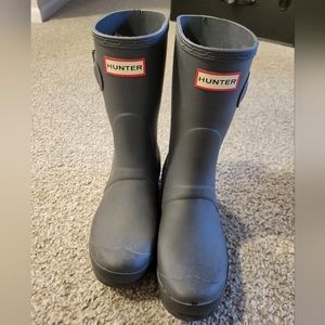 Hunter grey/gray mid-calf rain boots size 7